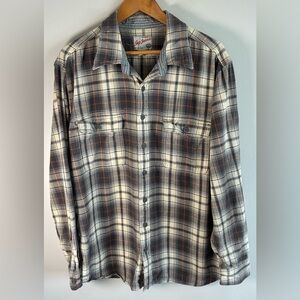 Gap Jeans Mens Flannel Shirt XL Gray Plaid Button Up 100% Cotton Vintage Y2K